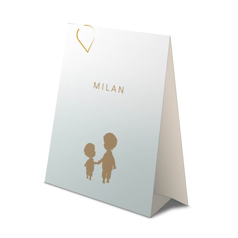 Geboortekaartje silhouet broertjes hand in hand in het blauw - Milan