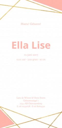 Geboortekaartje met goud uitstraling - Ella Lise