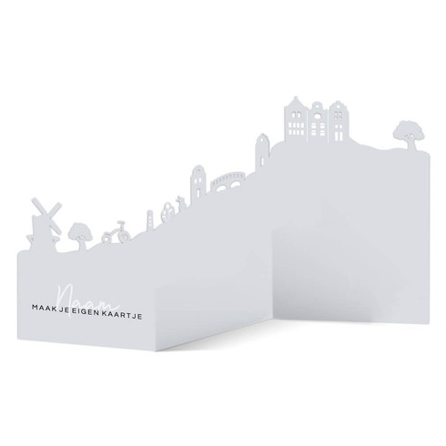 Maak zelf je geboortekaartje met skyline van Amsterdam Holland 3D groot formaat - 11x17,5 cm