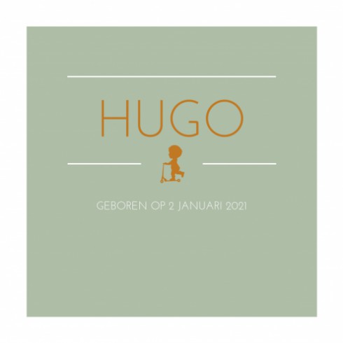 Klassiek geboortekaartje groen dubbel - Hugo
