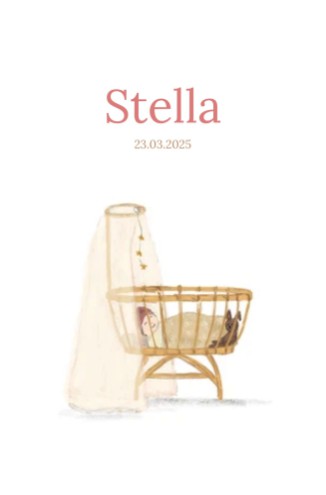 Lief geboortekaartje met illustratief wiegje - Stella