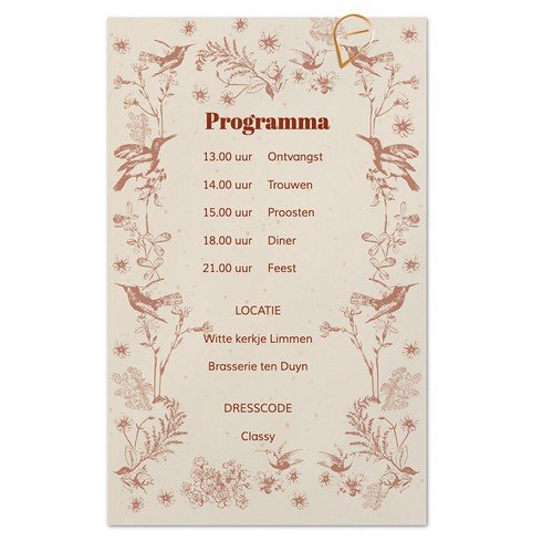 Botanische Trouwkaart met romantisch design