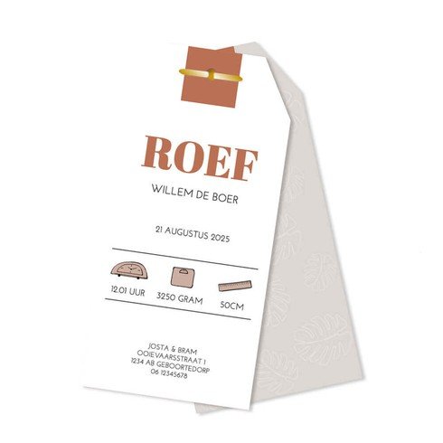 Geboortekaartje labels Giraffe - Roef - Oranje