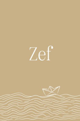 Geboortekaartje jongen in zand kleur met golven en bootje - Zef