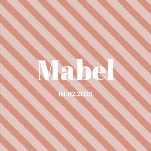 Colorful geboortekaartje met retro roze strepen - Mabel