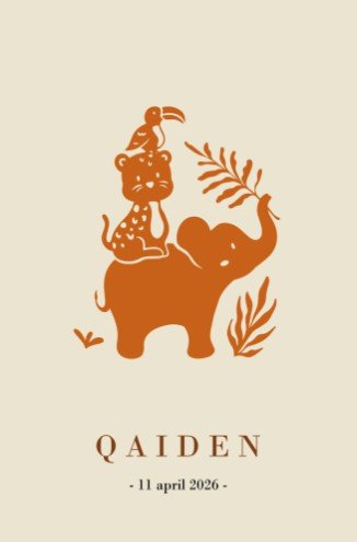 geboortekaartje jongen dieren jungle stapeldieren