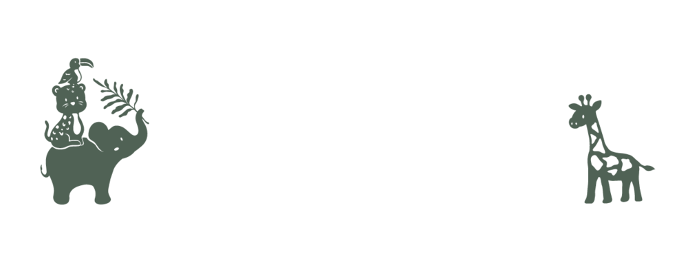 Adresetiket met jungle stapel van jungle dieren en giraf in het groen