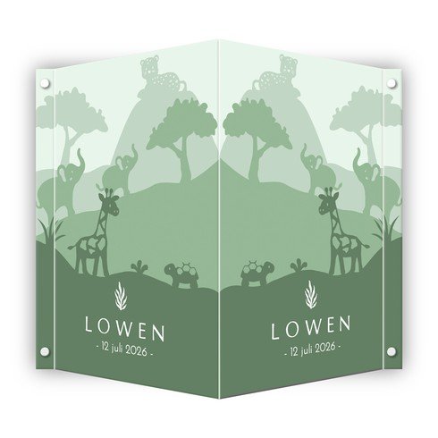 Raambord met jungle dieren in trendy groen - Lowen