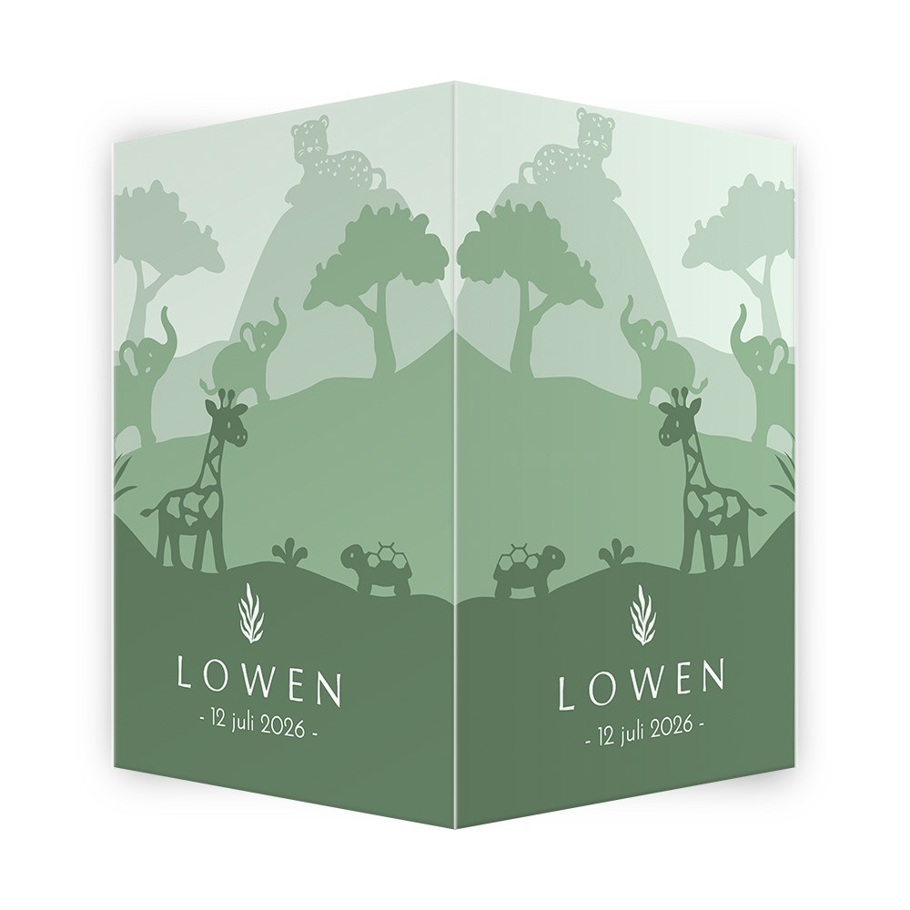 Raambord met jungle dieren in trendy groen - Lowen