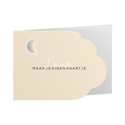 Zelf maken geboortekaartje met wolk vorm en maan doorkijkje
