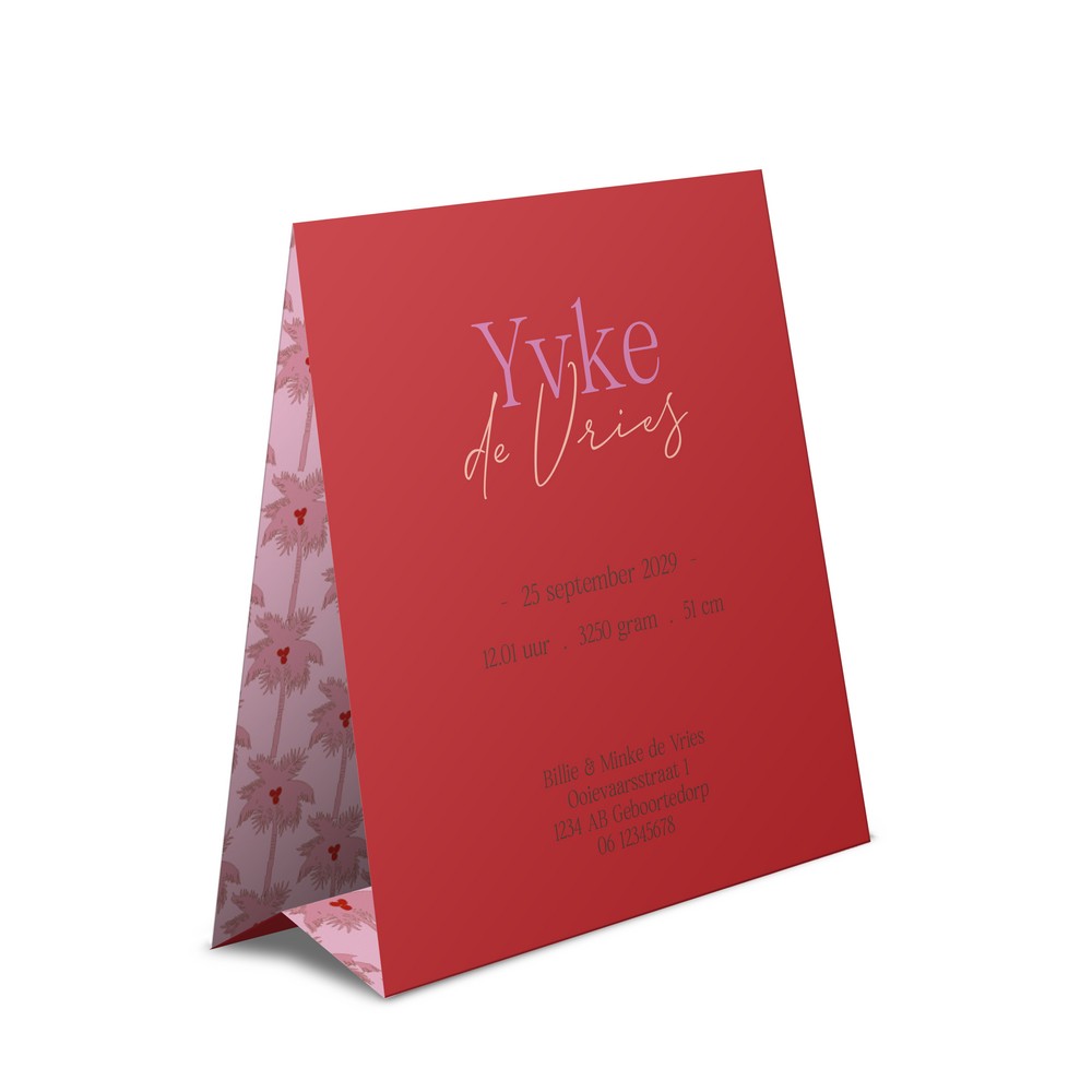 Geboortekaartje meisje met jungle tentkaartje met vrolijke trend kleuren - Yvke