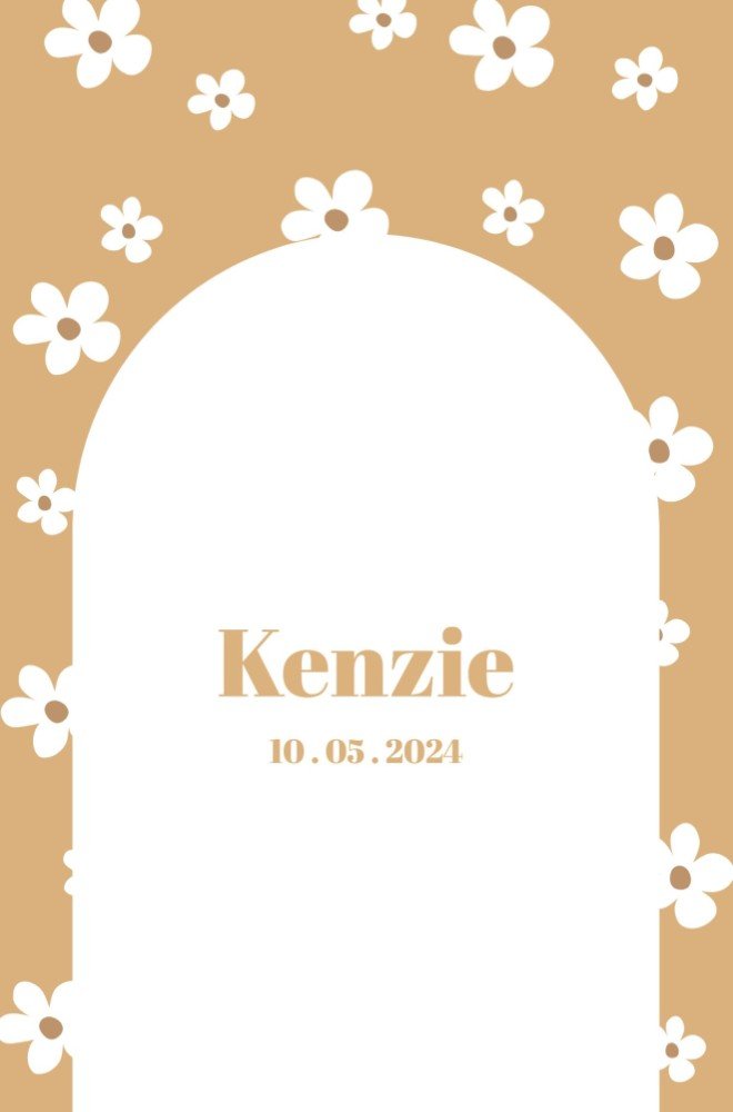 Geboortekaartje met bloemen in vrolijk geel – Kenzie