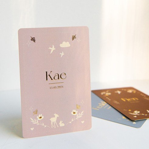 Lief geboortekaartje met bohemian print en bosdieren en vogeltjes- Kae