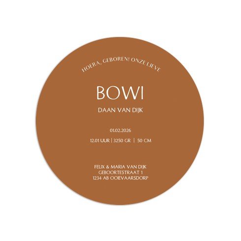 Unisex rond geboortekaartje met maan en sterren- Bowi