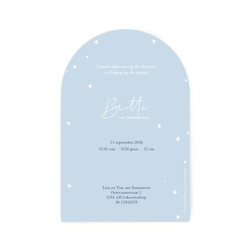 Geboortekaartje boogvorm broer op een wereldbol met maan - Britte