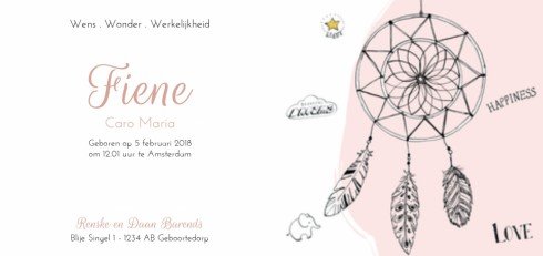 Geboortekaartje dromenvanger - Fiene JH