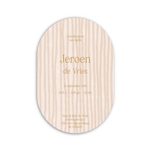 Geboortekaartje jongen strepen met wiegje in trend kleuren - Jeroen