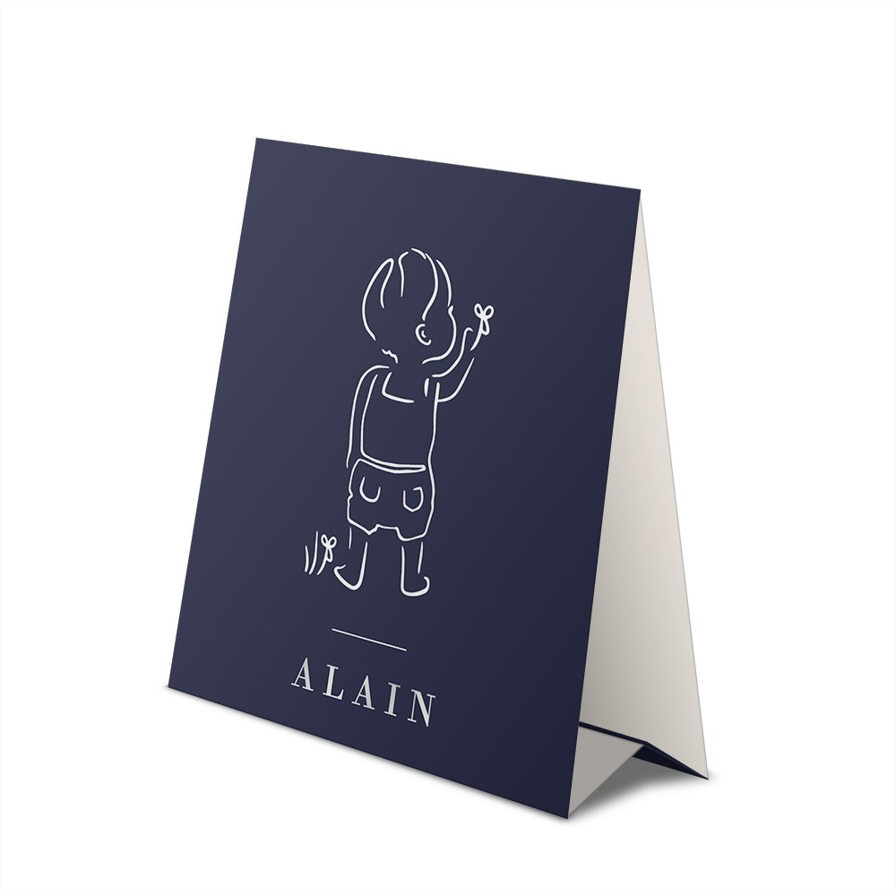 Geboortekaartje jongen met lijntekening en zilverfolie zelfsluitend - Alain