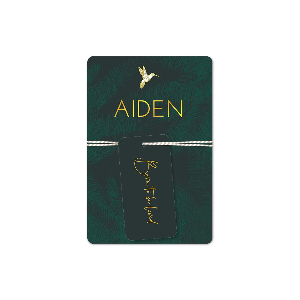 Labelkaartje jungle met vogel en rondhoeken - Aiden