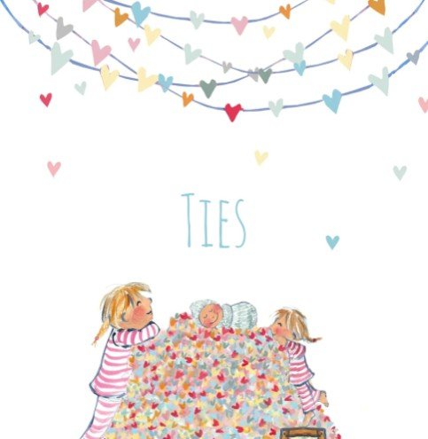 Vrolijk geboortekaartje jongen met zussen enkel - Ties