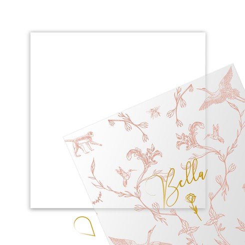 Geboortekaartje dieren patroon chique goudfolie - Bella