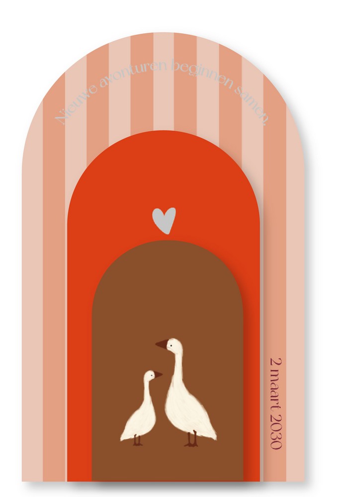 Geboortekaartje meisje met trendy strepen in aardetinten met bijzondere vorm - Lies