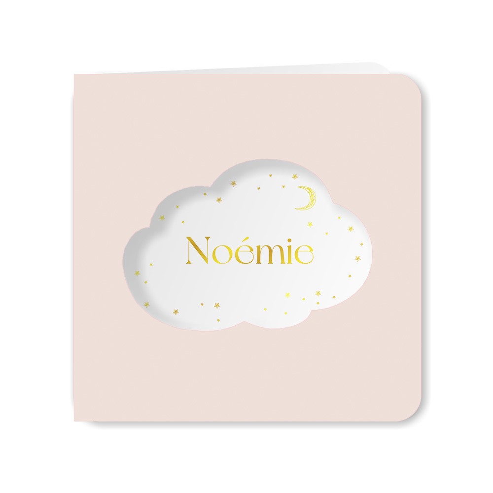 Geboortekaartje met wolkje en doorkijk sterren - Noemie