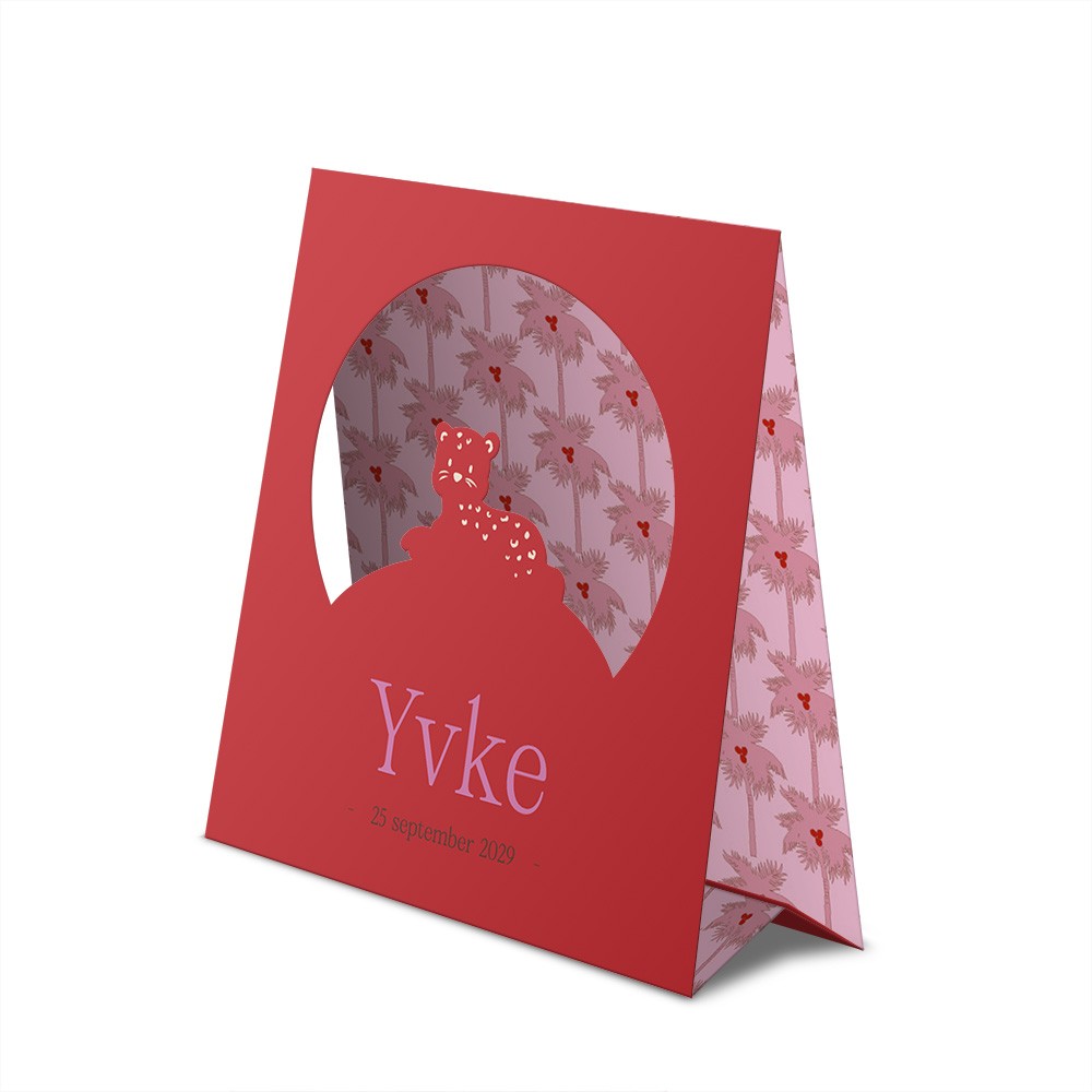 Geboortekaartje meisje met jungle tentkaartje met vrolijke trend kleuren - Yvke