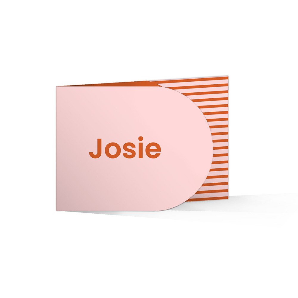 Vrolijk meisjes geboortekaartje met hippe kleuren en strepen - Josie
