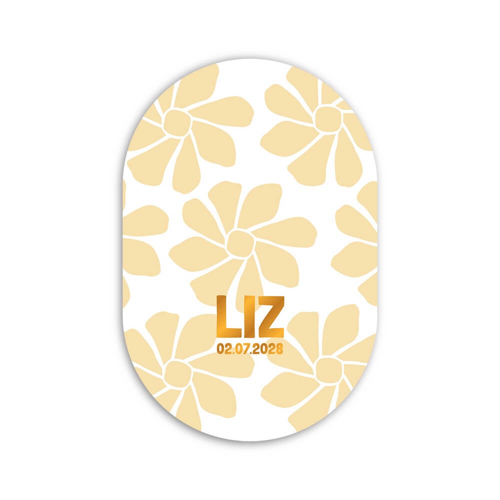 Geboortekaartje meisje met vrolijke gele bloemenprint in het ovaal - Liz