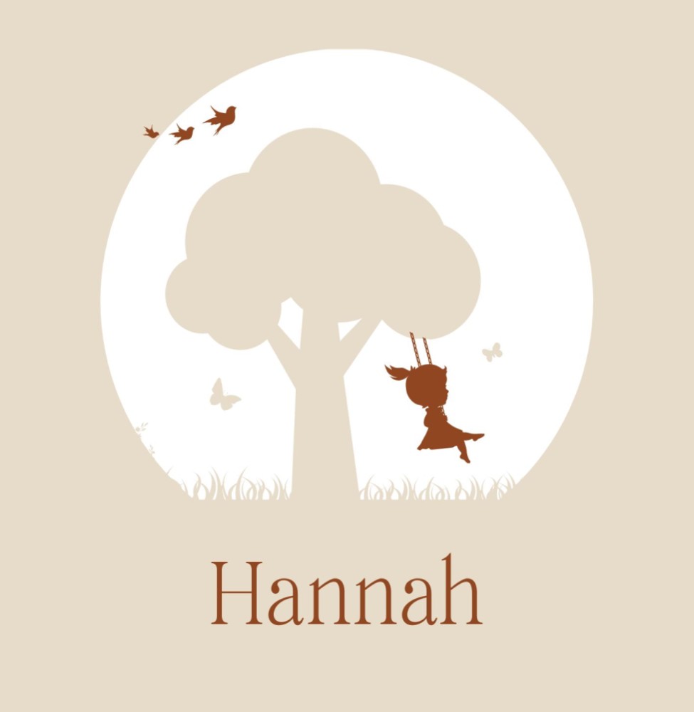 Geboortekaartje meisje op schommel met lieve illustraties en beige tinten - Hannah