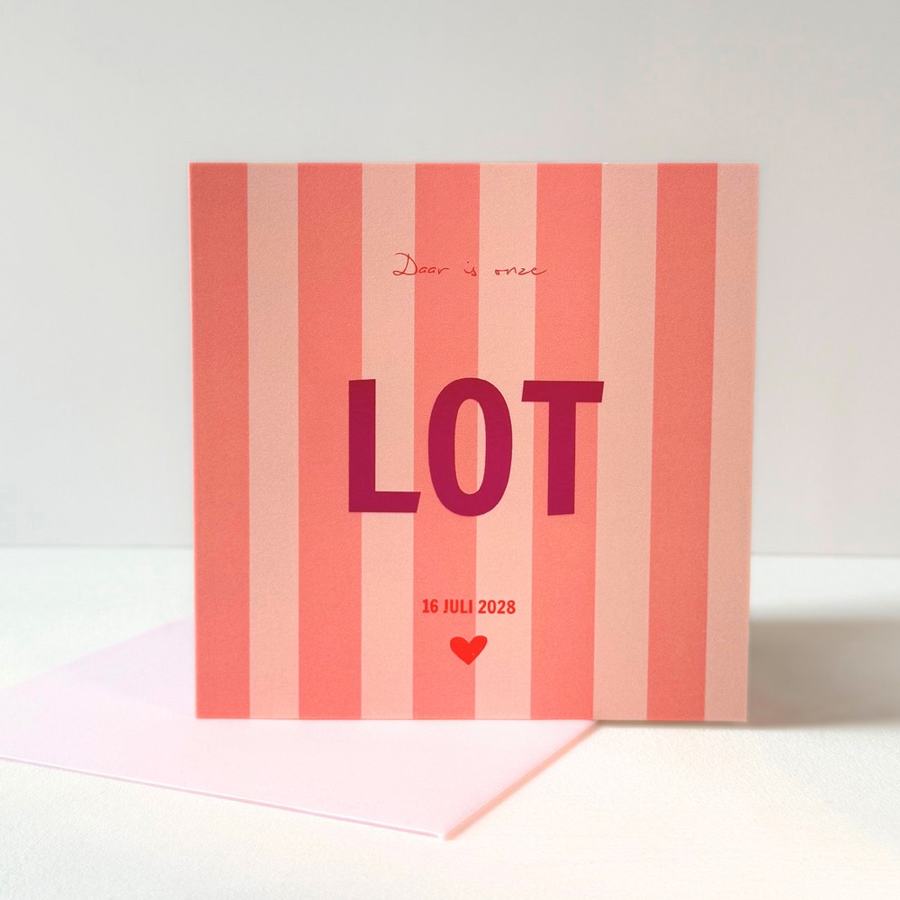 Geboortekaartje meisje met kleurrijke moderne strepen - Lot