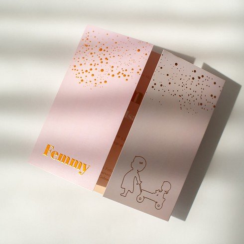 Geboortekaartje tweeluik koperfolie silhouetje zusjes schommel - Femmy