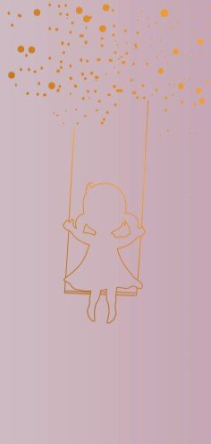 Geboortekaartje tweeluik koperfolie silhouetje meisje schommel - Farah