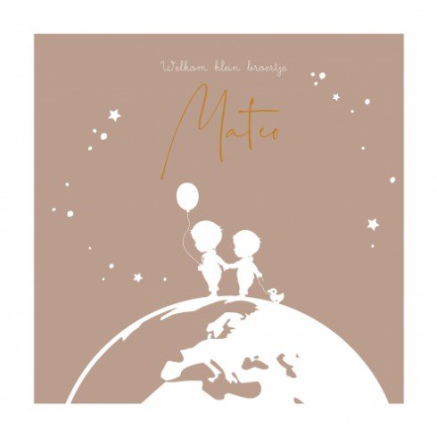 Geboortekaartje silhouette wereldbol - Mateo