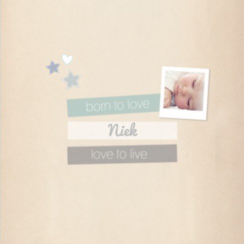 Geboortekaartje stoer met foto - Niek