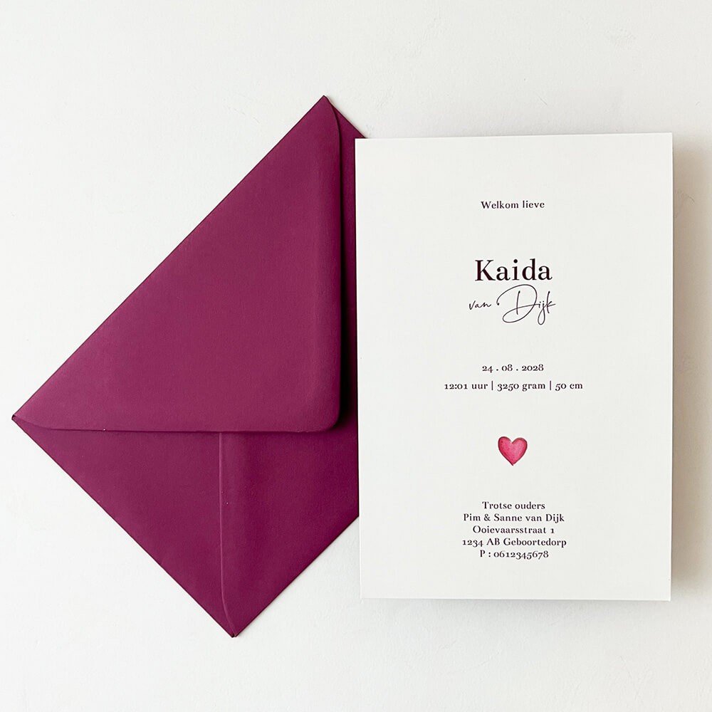 Meisjes geboortekaartje met magisch draakje en luchtballon - Kaida