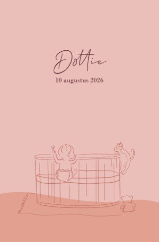Geboortekaartjes illustratie van kindje in wiegje in trendy kleuren - Dottie