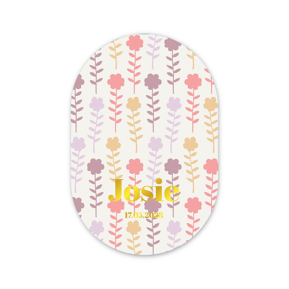 Geboortekaartje meisje met bloemen in pasteltinten en bijzondere vorm - Josie