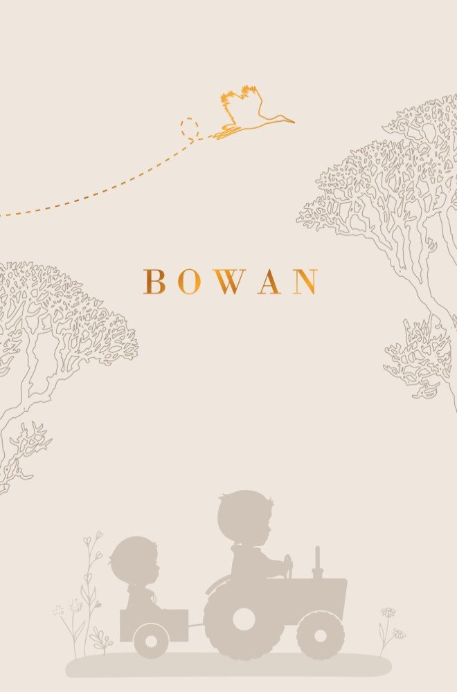 Jongenskaartje met broertjes op traktor en goudfolie - Bowan