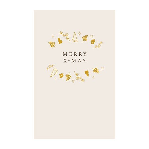 Kerstkaarten set met goudfolie en zachte kleuren - 5 stuks