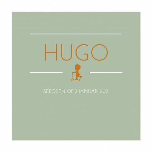 Klassiek geboortekaartje groen dubbel - Hugo