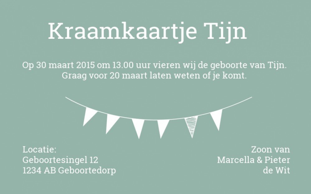 Kraamkaart klein Tijn DIY