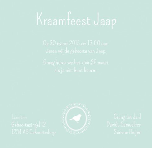 Kraamkaartje - Jaap - SC