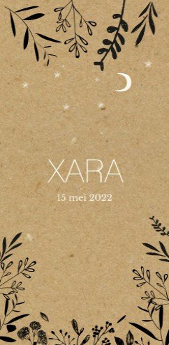 Echt kraft geboortekaartje met takjes botanisch - Xara