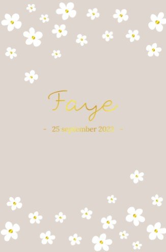 Lief enkel geboortekaartje met bloemen - Faye