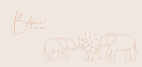 Meisjeskaartje olifantjes lijntekening - Bibian