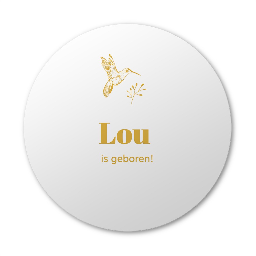 Ronde raamsticker met vogel en bloem 40x40 - Lou