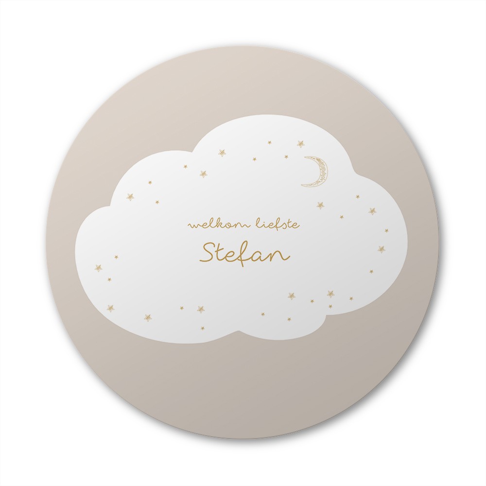 Ronde raamsticker met wolk, sterren en maan 40x40 - Stefan