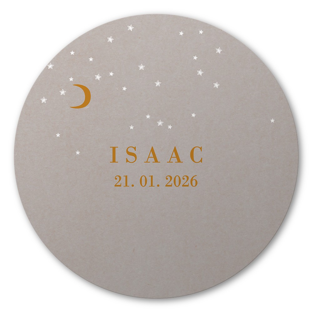 Ronde raamsticker maan, sterren en karton look 60x60 - Isaac